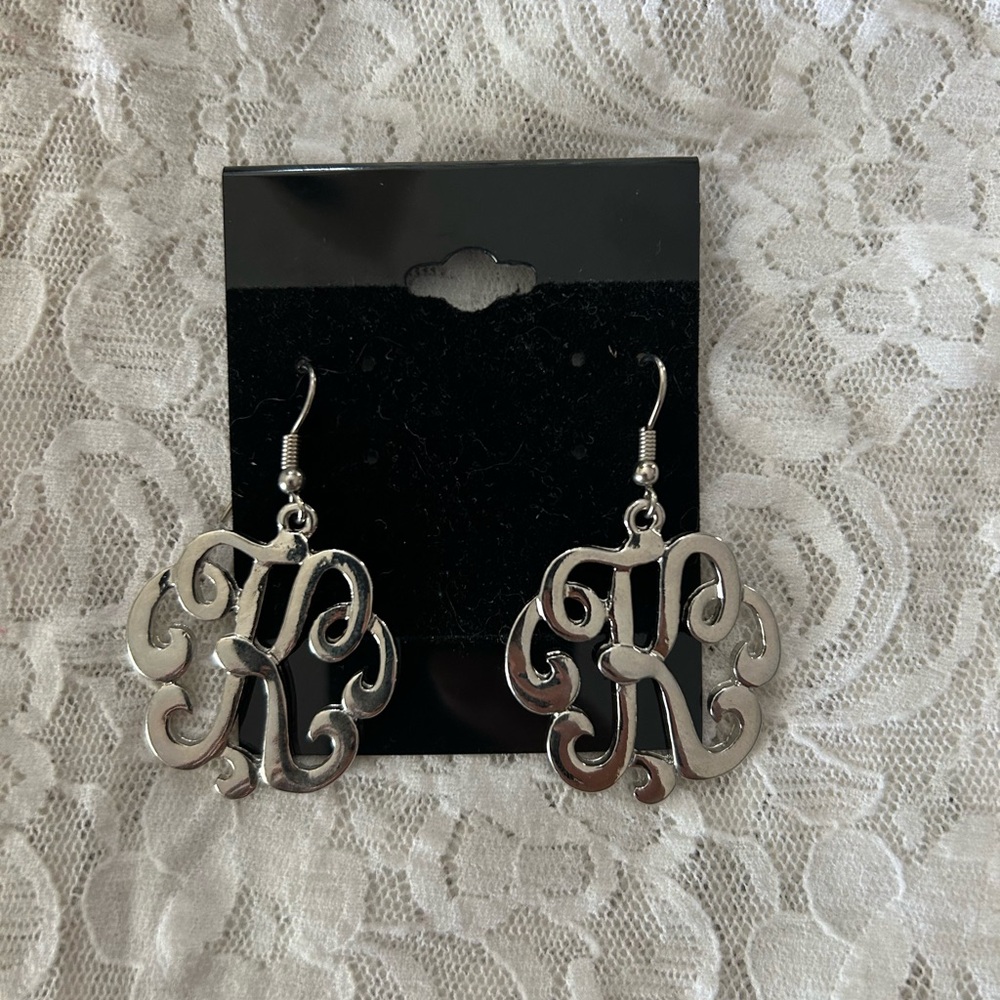 Silver Monogram Earrings